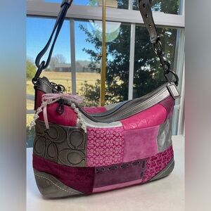 Coach Pink Patchwork Hobo Large Shoulder/Duffle Bag Rare EUC